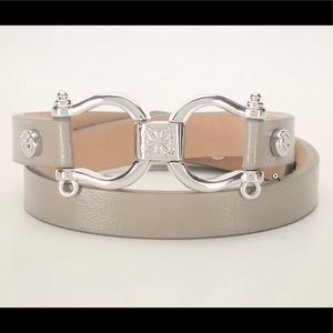 Rustic Cuff Seaborne Gray leather double wrap